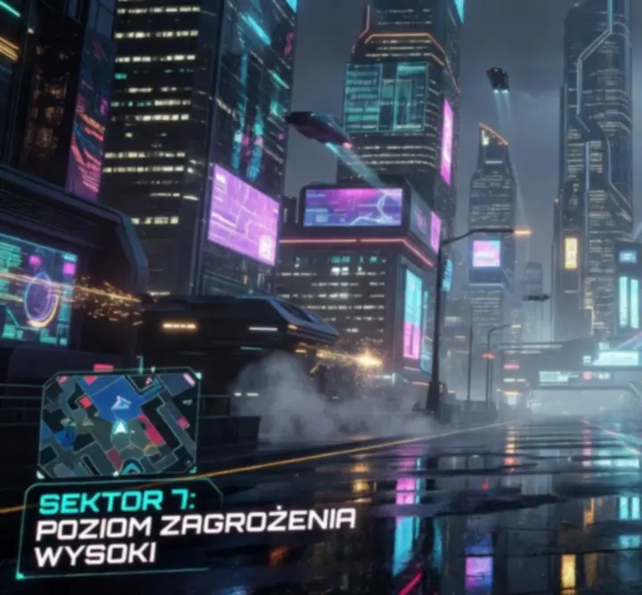 Neonowe efekty graficzne w futurystycznej grze